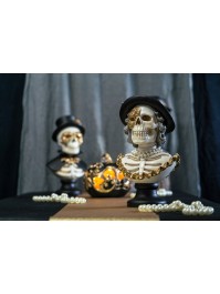 BUSTE KUNSTHARZ SKELETT GOLD FRAU 23.5CM X 19.5CM X 40.5CM
