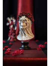BUSTE TETE DE MORT AVEC COURONNE DIA 17.5CM X 35.5CM