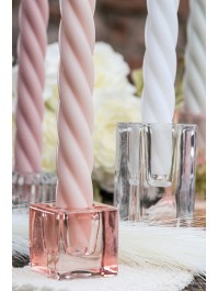 BOUGEOIR FLAMBEAU VERRE SMOOTH ROSE PASTEL 4CM X 4CM X 4CM