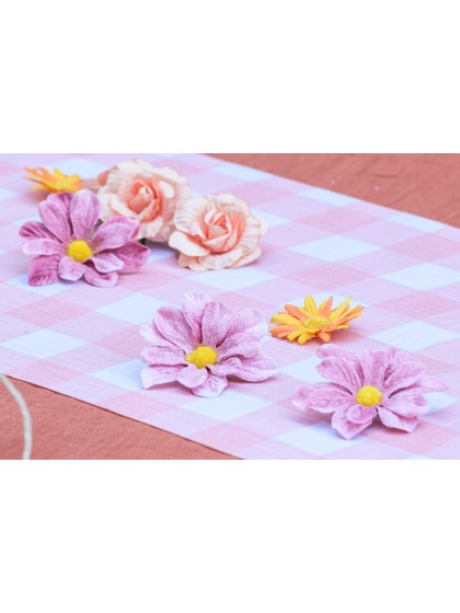 CHEMIN DE TABLE TARLATANE VICHY ROSE WATER 28CM X 3M