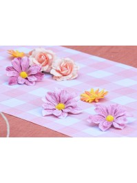 CHEMIN DE TABLE TARLATANE VICHY ROSE WATER 28CM X 3M