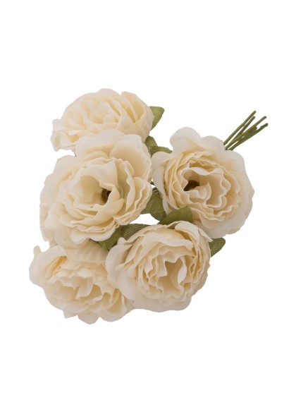 BLUMENSTRAUSS 6 PFINGSTROSEN WEISS 9CM X 5CM X 14CM