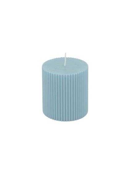 SÄULENKERZE GERIEFELT BLAU PASTELL DIA 7CM X 7.5CM