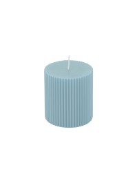 BOUGIE PILIER CANNELEE BLEU PASTEL DIA 7CM X 7.5CM