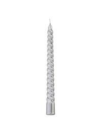 SET 4 SILVER SPIRAL TAPER CANDLES 6H DIA 2.2CM X 25CM