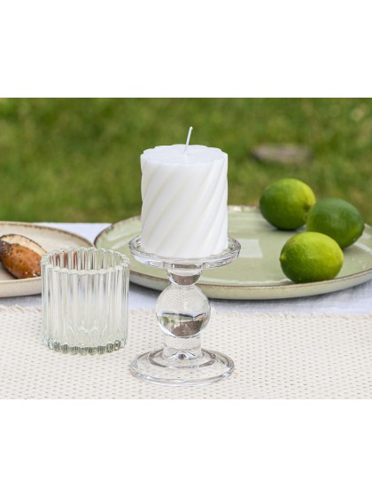 WHITE SPIRAL PILLAR CANDLE DIA 7CM X 7.5CM