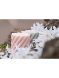 SAGE GREEN SPIRAL PILLAR CANDLE DIA 7CM X 7.5CM