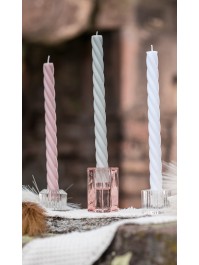 SET 2 SAGE GREEN SPIRAL TAPER CANDLES DIA 2.2CM X 26CM