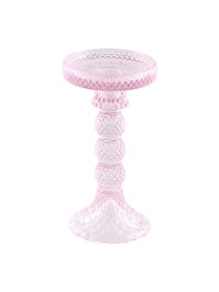 WATER PINK GLASS CANDLEHOLDER MACARENA BIG SIZE DIA 8.8CM X 16.7CM