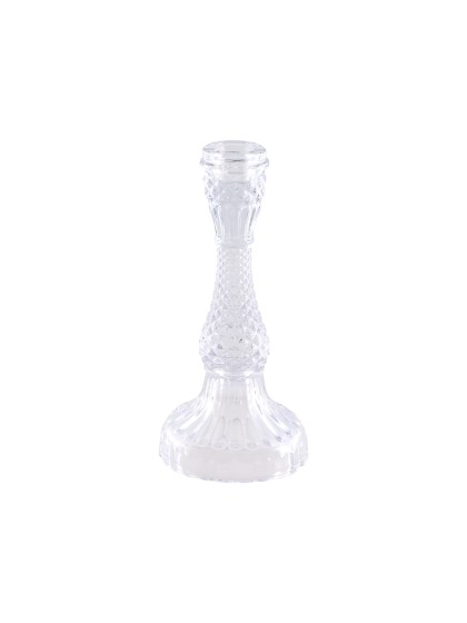 CLEAR GLASS TAPER CANDLE HOLDER SYMPHONY MEDIUM SIZE DIA 10CM X 20.8CM