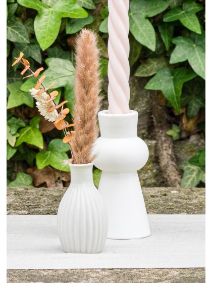 BOUGEOIR CHANDELIER CERAMIQUE HAUT BLANC DIA 5.8CM X 12.4CM