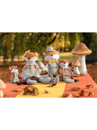 GRAND RENARD ASSIS TISSU AV NOEUD ET CHAPEAU - 2 ASS FILLE GARCON 9CM X 14CM X 43CM