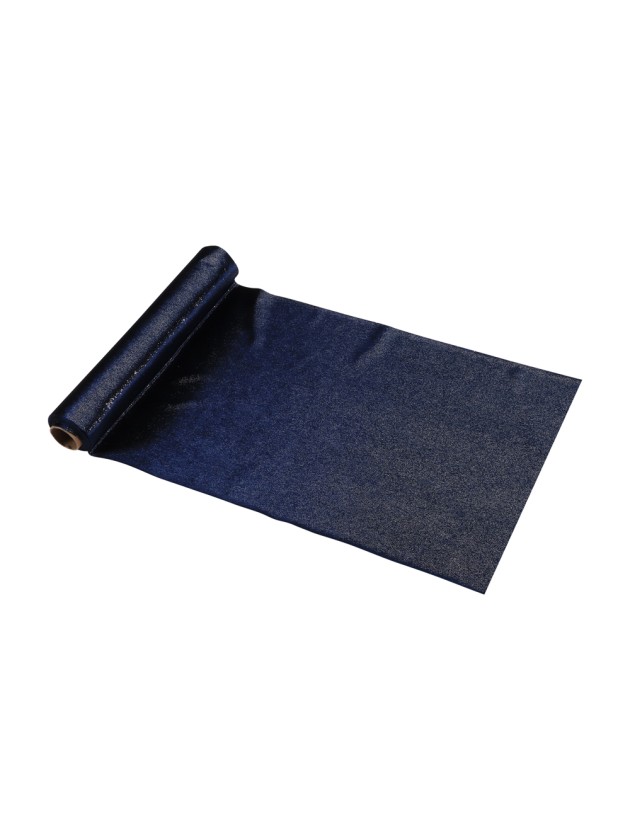 CHEMIN DE TABLE VELOURS BLEU SPARKLE ARGENTE 28CM X 3M