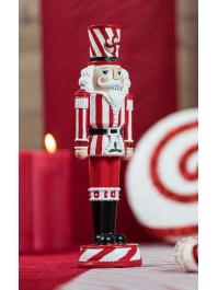 RED WHITE STRIPED RESIN NUTCRACKER 2 ASS 9.5CM X 9CM X 33CM