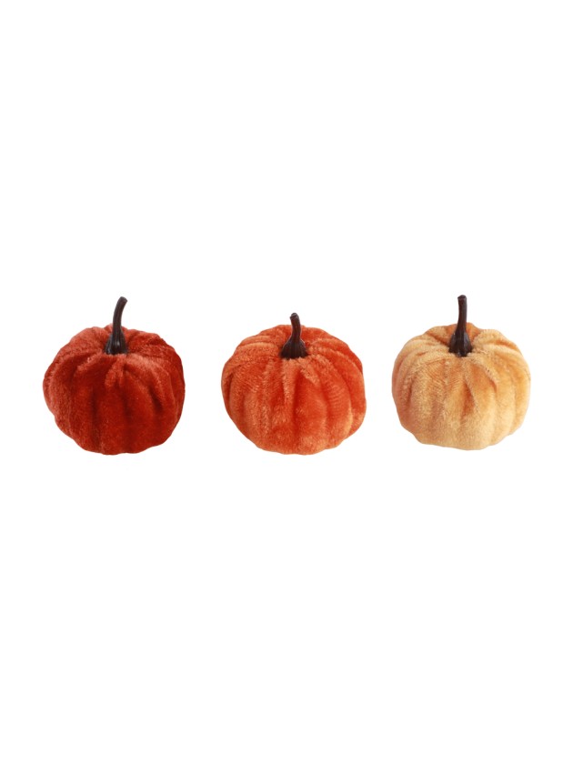 NETZ AUS 9 KÜRBISSE SAMT - 3 COL SORT. DIA 5CM X 6CM