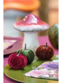 9 VELVET PUMPKINS IN NET - 3 COL ASS DIA 5CM X 6CM