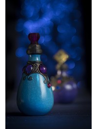 FLACON RESINE POTION BLEU DIA 9CM X 20CM