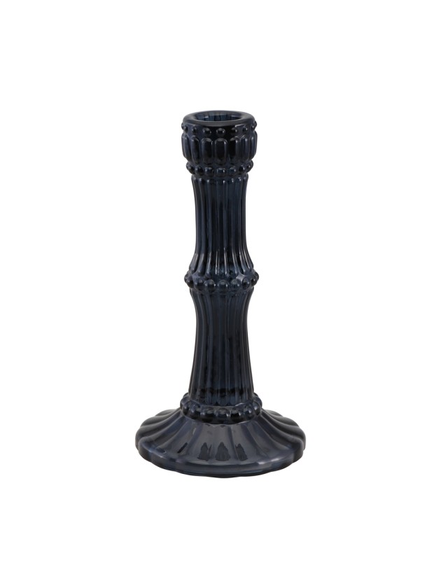 BOUGEOIR VERRE NOIR HALLOWEEN POUR BOUGIE FLAMBEAU DIA 9CM X 18CM