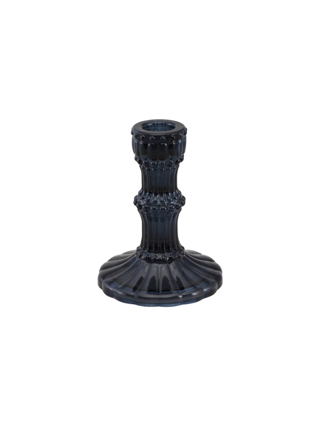BOUGEOIR VERRE NOIR HALLOWEEN POUR BOUGIE FLAMBEAU DIA 9CM X 12CM