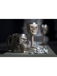 MUG KUNSTHARZ TOTENKOPF BRONZE 10CM X 16CM X 11CM