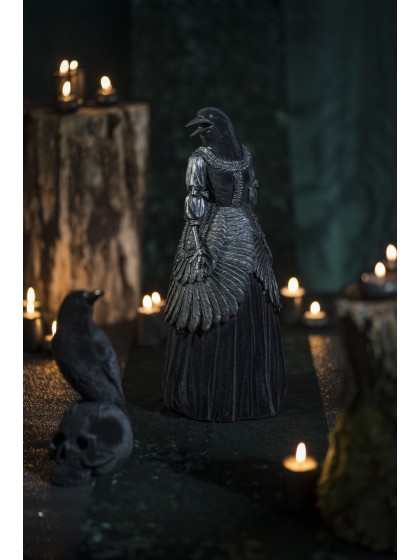 POLYRESIN BLACK VELVET LADY RAVEN 18CM X 16CM X 40.5CM