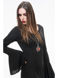 COLLIER ETOILE DE SATAN ROUGE PENDENTIF DIA 5CM / CHAINE 72CM