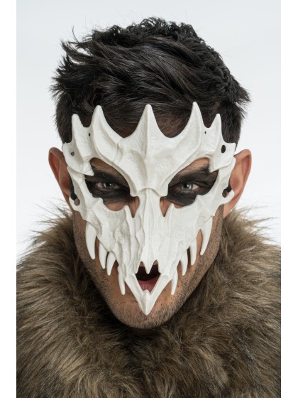 WHITE SKELETON DRAGON MASK 15CM X 9CM X 17CM