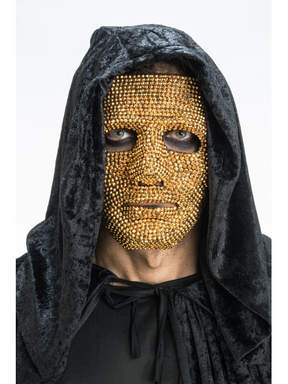 MASQUE NO ID AVEC STRASS DORE 17.5CM X 10CM X 17CM