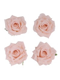 4 PEACH ROSE HEADS DIA 9.5CM X 5.5CM