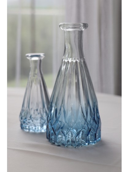 GRADIENT BLUE GLASS ALEXANDRINE VASE DIA 6.8CM X 14.5CM