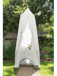 BALDACHIN RECEPTION STOFF WEISS MIT FRANSENS DIA 56CM X 230CM