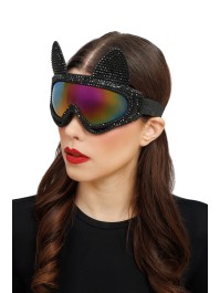 STRASS BLACK CAT SKI GOGGLES 18CM X 13CM