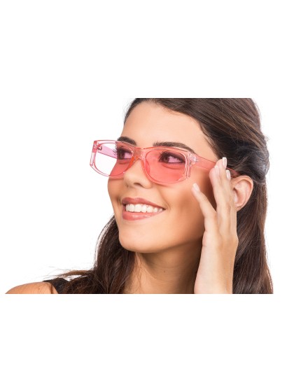 LUNETTES TRANSPARENTES ROSES 14CM X 15CM X 4.5CM