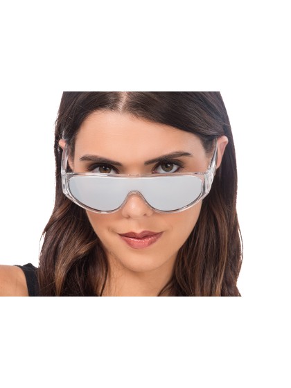 TRANSPARENT FRAME MIRROR EFFECT LENSES GLASSES 15CM X 15CM X 4.8CM