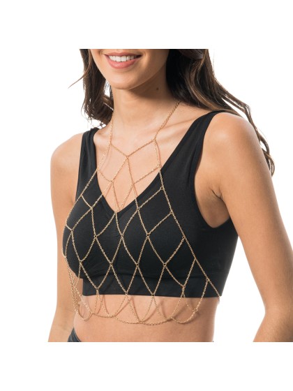 GOLD BODY CHAIN GEOMETRIC SHAPE ONE SIZE