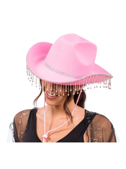 HUT AUS COWBOY ROSA MIT KETTE STRASS DU