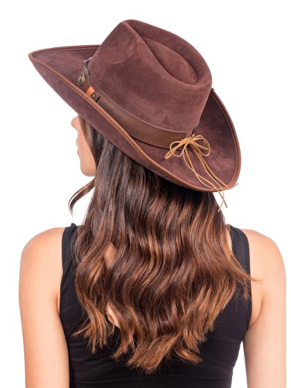 BROWN SUEDE EFFECT COWBOY HAT ONE SIZE