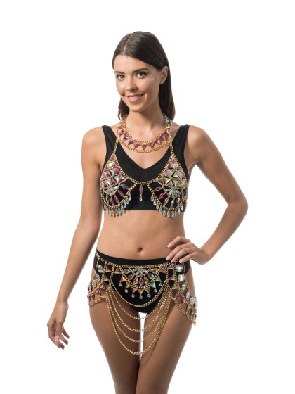 ROCK BIKINI AUS FESTIVAL DIAMANTEN ROSA Einheitsgröße