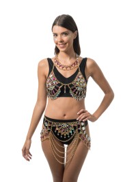JUPE BIKINI DE FESTIVAL DIAMANTS ROSE TU