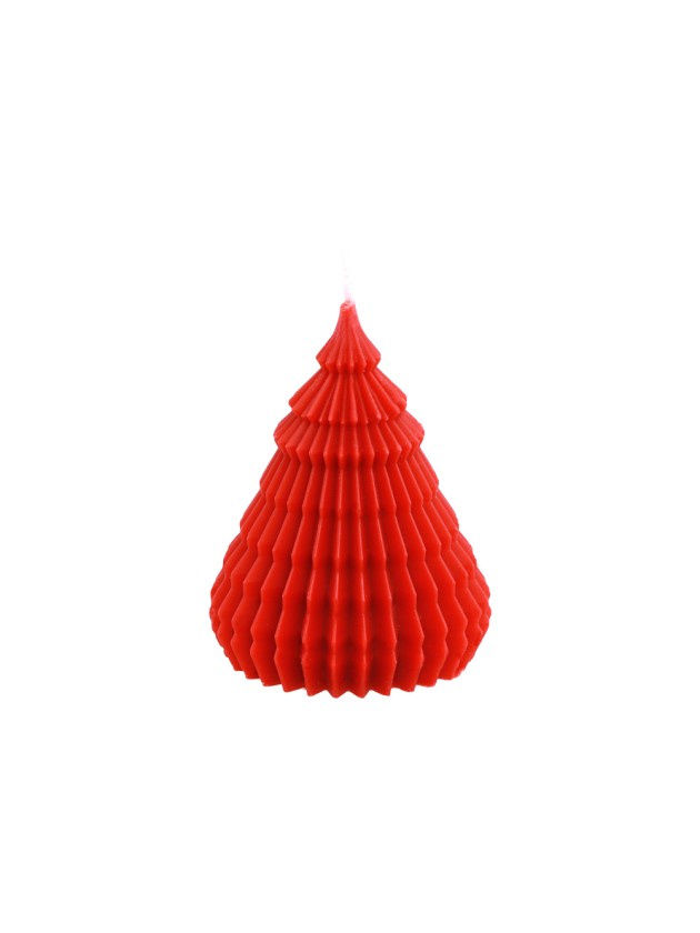 KERZE TANNE ORIGAMI ROT DIA 7.7CM X 10CM