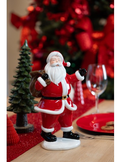 PERE NOEL RESINE AVEC SA HOTTE 18CM X 14CM X 30CM
