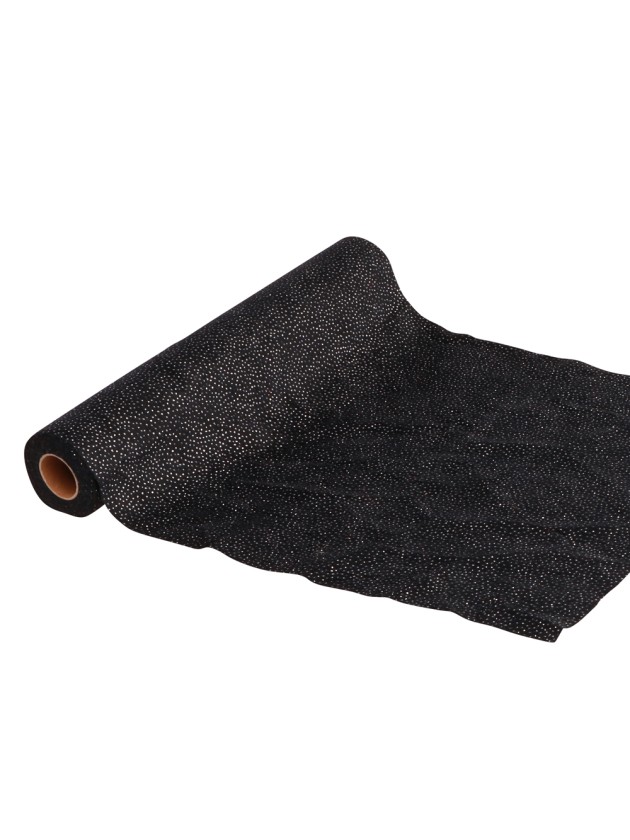 BLACK SNOW DUST TABLE RUNNER 28CM X 3M