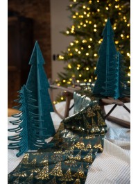 TISCHLÄUFER SAMT TREE SYMPHONY GRUN GOLD 28CM X 3M