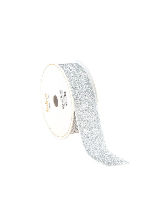 RUBAN PAILLETTE ARGENT 25MM X 3M