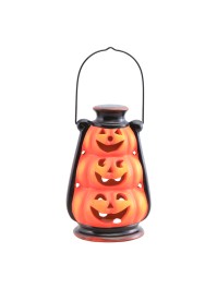 STACKED PUMPKIN LANTERN WITH LED LIGHT 10.5CM X 9CM X 16CM