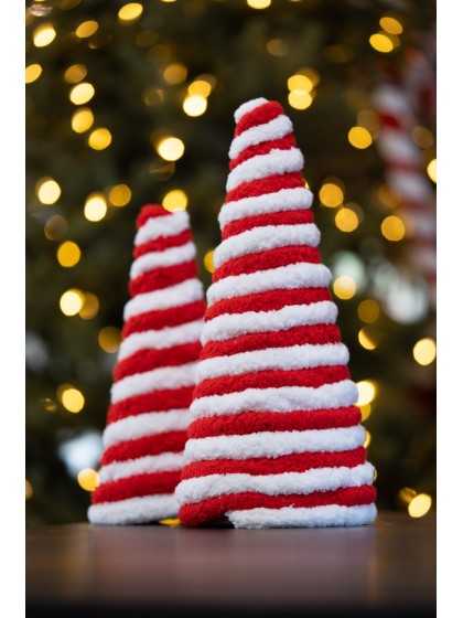 CANDY STRIPES FUR CONE SHAPED TREE DIA 14CM X 30CM