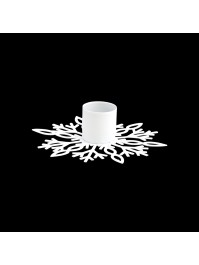 PORTE FACKELKERZE SCHNEEFLOCKE AUS SCHNEE METALL WEISS DIA 9.5CM X 2.5CM