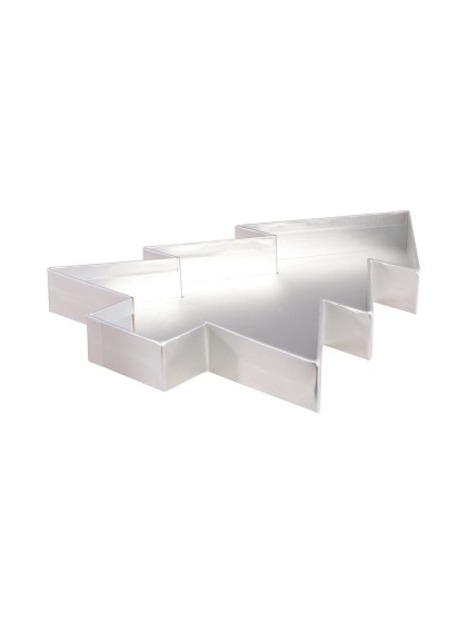 SILVER PAPER TRAY XMAS TREE SHAPE 30CM X 40CM X 4CM