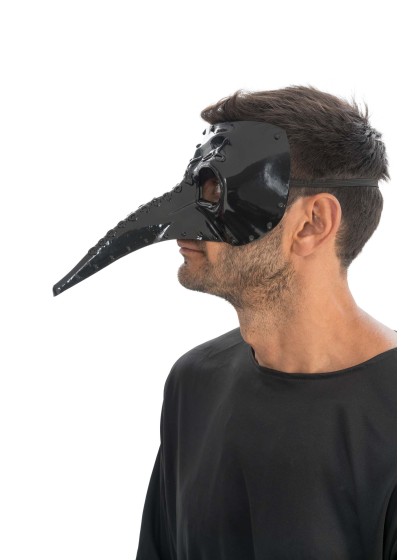 MASQUE MEDECIN PESTE BRILLANT NOIR 16.5CM X 29CM X 13CM