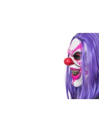 LATEX MASK CRAZY VIOLET CLOWN 20CM X 22CM X 40CM